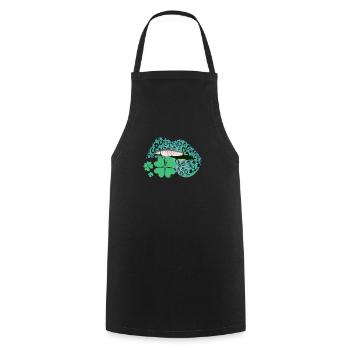 Irish Shamrock Green Lips Shamrock Happy - Cooking Apron - black - Front - AI Model Male 185 dark (185cm)