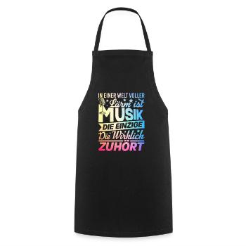 in einerWelt voller Lärm, ist Musik......T-Shirt - Kochschürze - Schwarz - Vorne - AI Model Male 185 dark (185cm)