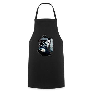 Samurai Warrior - Japan - Demon - Cooking Apron - black - Front - AI Model Male 185 dark (185cm)