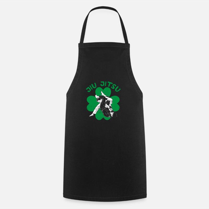 Jiu Jitsu Shamrock Irish Martial Arts St Patricks - Cooking Apron - black