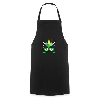Unicorn Face St. Patrick's Day Irish Clover - Cooking Apron - black - Front - AI Model Male 185 dark (185cm)
