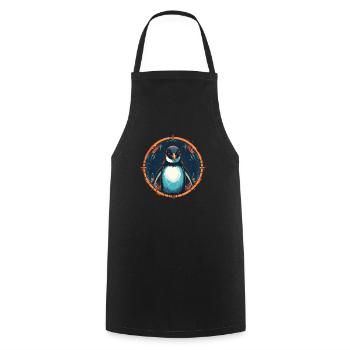 Pingouin dans l’ornement enneigé, pingouins d’amour - Tablier de cuisine - noir - Devant - AI Model Male 185 dark (185cm)