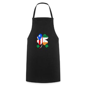 Drapeau portoricain irlandais trèfle d’Irlande - Tablier de cuisine - noir - Devant - AI Model Male 185 dark (185cm)