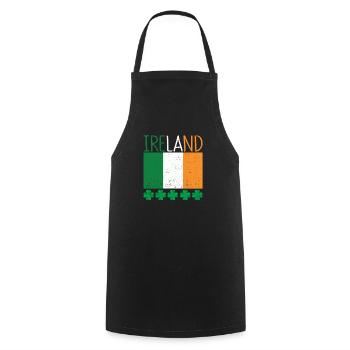 Drapeau irlandais patriotique Irlande trèfle - Tablier de cuisine - noir - Devant - AI Model Male 185 dark (185cm)