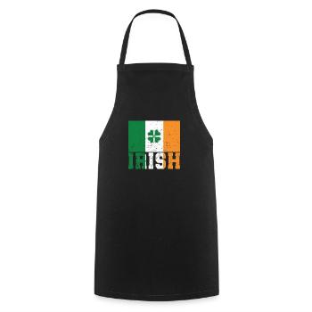 Drapeau irlandais patriotique Irlande trèfle - Tablier de cuisine - noir - Devant - AI Model Male 185 dark (185cm)
