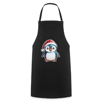 pingouin bonnet de noel - Tablier de cuisine - noir - Devant - AI Model Male 185 dark (185cm)