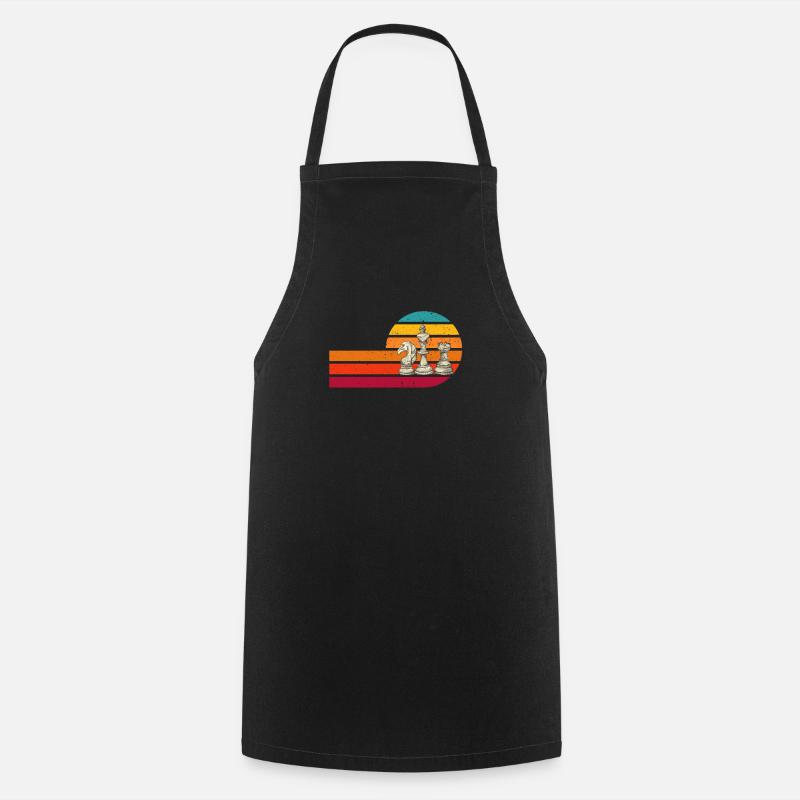 Joueur d’échecs Vintage rétro coucher de soleil échecs - Tablier de cuisine - noir