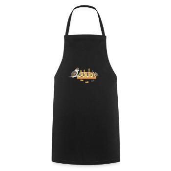 Board Game Night Cat Mouse Chess Playing Players - Cooking Apron - black - Front - AI Model Male 185 dark (185cm)