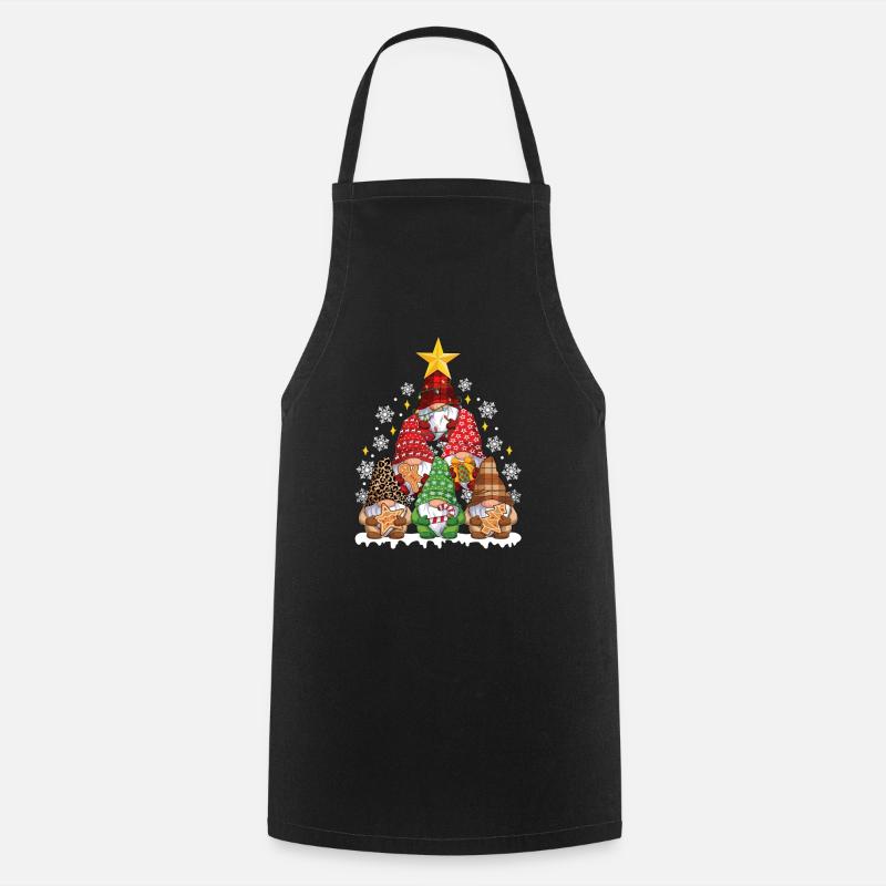 Funny Christmas Gnome Christmas Tree - Cooking Apron - black