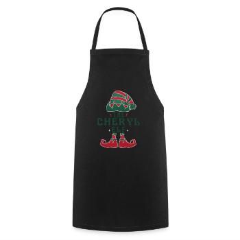The Cheryl Elf Pajama for Funny Christmas Holiday - Cooking Apron - black - Front - AI Model Male 185 dark (185cm)