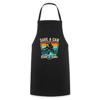 Save A Car - Ride A Bike - Cooking Apron - black - Front - AI Model Male 185 dark (185cm)
