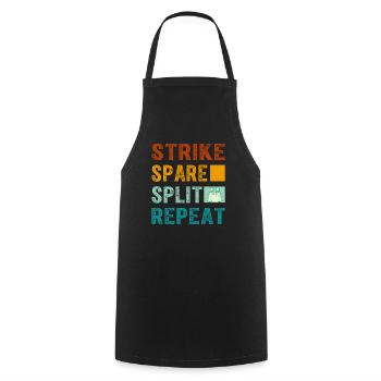 Bowling Oberteil - Strike Spare Split Repeat - Kochschürze - Schwarz - Vorne - AI Model Male 185 dark (185cm)