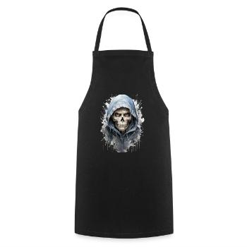 Tete de mort pour un look grunge - Tablier de cuisine - noir - Devant - AI Model Male 185 dark (185cm)