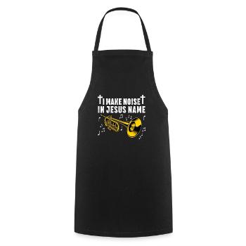 Trompettiste Chrétien Musique Culte Amusant - Tablier de cuisine - noir - Devant - AI Model Male 185 dark (185cm)