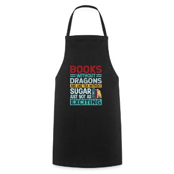 Dicton du livre du dragon - Livres sans dragons - Tablier de cuisine - noir - Devant - AI Model Male 185 dark (185cm)