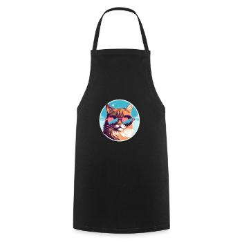 Sun-Purred Kitty Gleam - Cooking Apron - black - Front - AI Model Male 185 dark (185cm)