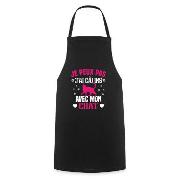 je peux pas j ai câlins avec mon chat humour chat - Tablier de cuisine - noir - Devant - AI Model Male 185 dark (185cm)