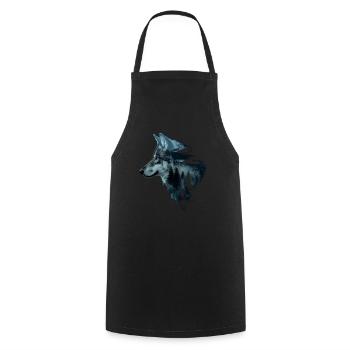 Wolf Natur Camping Wandern Geschenk - Kochschürze - Schwarz - Vorne - AI Model Male 185 dark (185cm)
