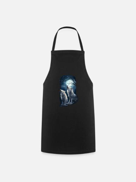 Weißer Wolf Geschenk - Kochschürze - Schwarz