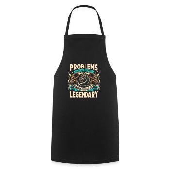 Les problèmes des dragons sont légendaires – Médiéval - Tablier de cuisine - noir - Devant - AI Model Male 185 dark (185cm)