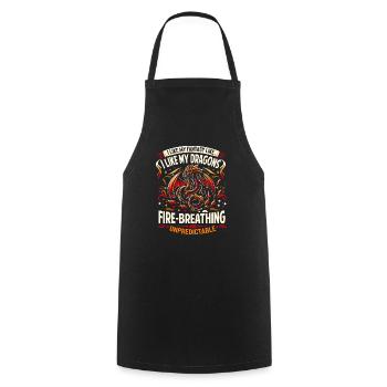 I Like FANTASY - Like my DRAGONS - Unpredictable - Cooking Apron - black - Front - AI Model Male 185 dark (185cm)
