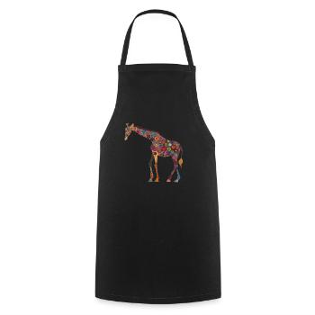 Giraffe Floral Animal Pattern Gift - Cooking Apron - black - Front - AI Model Male 185 dark (185cm)