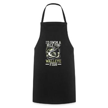 Walleye Fishing Fish Catcher Fisher Fisherman - Cooking Apron - black - Front - AI Model Male 185 dark (185cm)