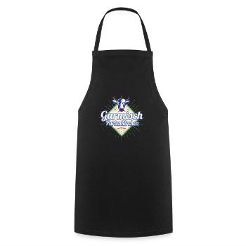 Garmisch, Partenkirchen, Bavaria, Germany with cow - Cooking Apron - black - Front - AI Model Male 185 dark (185cm)