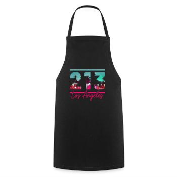 Los Angeles, California, LA - Cooking Apron - black - Front - AI Model Male 185 dark (185cm)