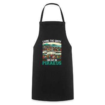 Piraeus Greece Travel Vacation Europe Greek Flag - Cooking Apron - black - Front - AI Model Male 185 dark (185cm)