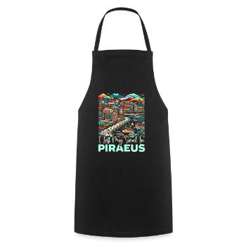 Piraeus Greece Travel Vacation Europe Greek Flag - Cooking Apron - black - Front - AI Model Male 185 dark (185cm)