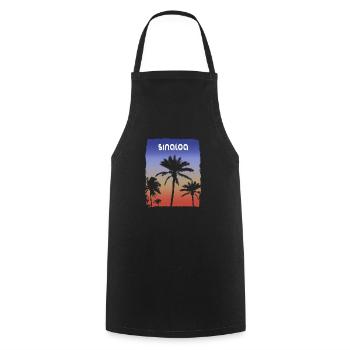 Sinaloa Mexiko Sonnenuntergang Urlaub Souvenir Palme - Kochschürze - Schwarz - Vorne - AI Model Male 185 dark (185cm)