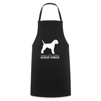 Border Terrier Dog White Silhouette - Cooking Apron - black - Front - AI Model Male 185 dark (185cm)