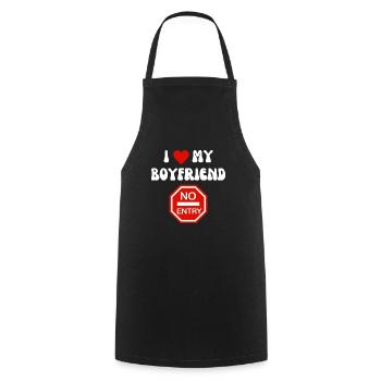 I Love My Boyfriend No Entry - Funny Gift Design - Cooking Apron - black - Front - AI Model Male 185 dark (185cm)