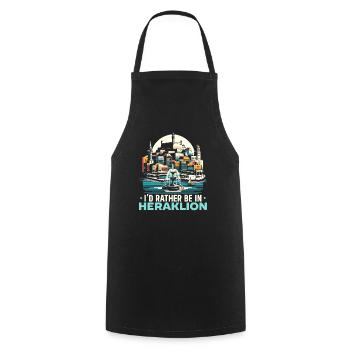 Héraklion Grèce Voyage Vacances Patrimoine Grec - Tablier de cuisine - noir - Devant - AI Model Male 185 dark (185cm)