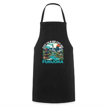 Fukuoka Japan Country Travel Vacation Japanese - Cooking Apron - black - Front - AI Model Male 185 dark (185cm)