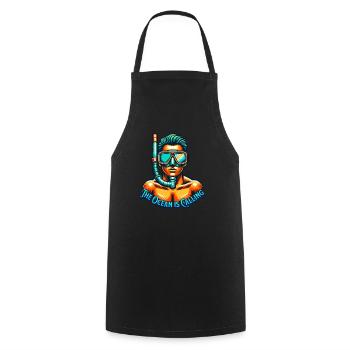 Plongée en apnée : l’océan vous appelle - Tablier de cuisine - noir - Devant - AI Model Male 185 dark (185cm)