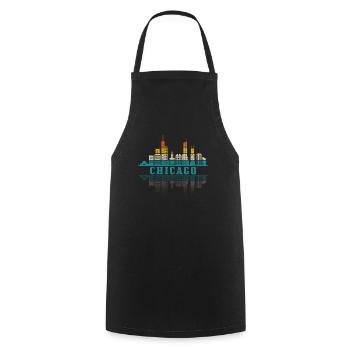 Chicago Illinois Souvenir Gift - Cooking Apron - black - Front - AI Model Male 185 dark (185cm)