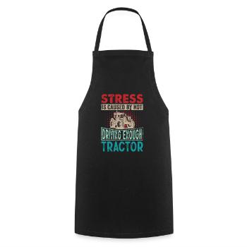 Retro Traktor Erntezeit - Stress Spruch Englisch - Kochschürze - Schwarz - Vorne - AI Model Male 185 dark (185cm)