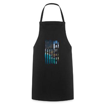 Hawaï Aloha Souvenir hawaïen - Tablier de cuisine - noir - Devant - AI Model Male 185 dark (185cm)