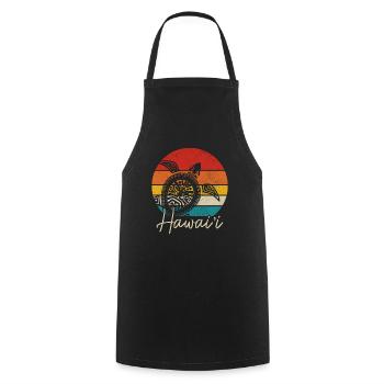 Hawaï Aloha Souvenir hawaïen - Tablier de cuisine - noir - Devant - AI Model Male 185 dark (185cm)