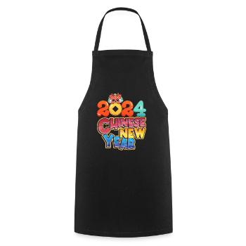 Chinese new year - Cooking Apron - black - Front - AI Model Male 185 dark (185cm)