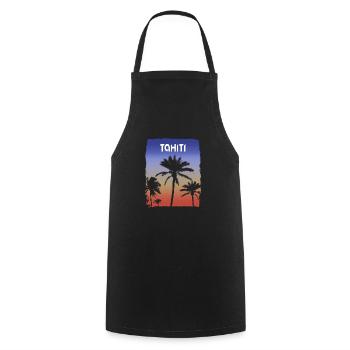 Tahiti Polynesia Sunset Vacation Souvenir Palm - Cooking Apron - black - Front - AI Model Male 185 dark (185cm)