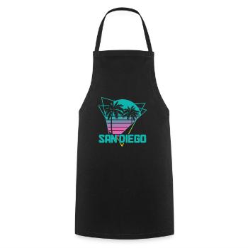 San Diego California Vintage Souvenir - Cooking Apron - black - Front - AI Model Male 185 dark (185cm)