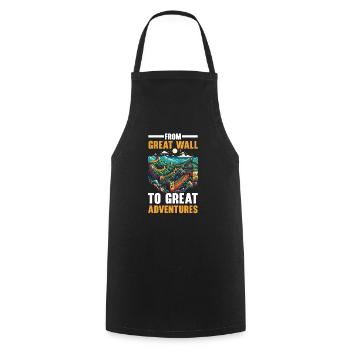 Great Wall Of China Travel Vacation Chinese - Cooking Apron - black - Front - AI Model Male 185 dark (185cm)