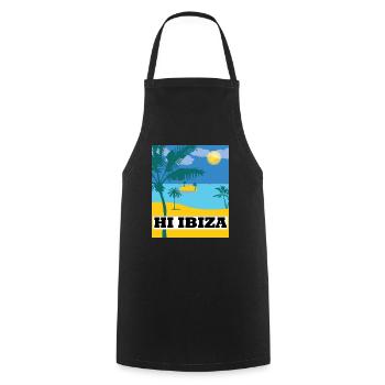 Hi Ibiza, Ibiza Beach - Cooking Apron - black - Front - AI Model Male 185 dark (185cm)