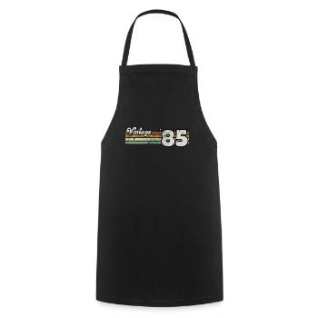 Rétro anniversaire né en 1985 Slogan Phrase citation - Tablier de cuisine - noir - Devant - AI Model Male 185 dark (185cm)
