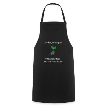 Garden philosophy design white words - Cooking Apron - black - Front - AI Model Male 185 dark (185cm)