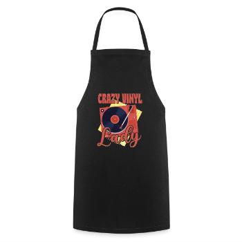 Crazy Vinyl Lady Vintage Fan Record - Tablier de cuisine - noir - Devant - AI Model Male 185 dark (185cm)