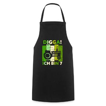7th Birthday Boy Tractor Gift Farmer - Cooking Apron - black - Front - AI Model Male 185 dark (185cm)